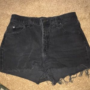 Black High-rise Denim Shorts